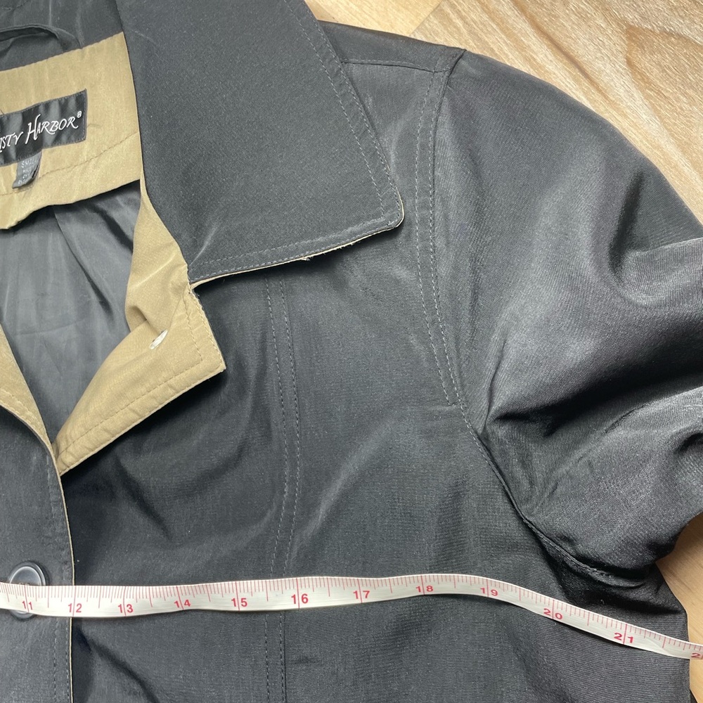 Misty Harbor‎ Black Trench Coat w/ Detachable Hood & Lining - Picture 8 of 9